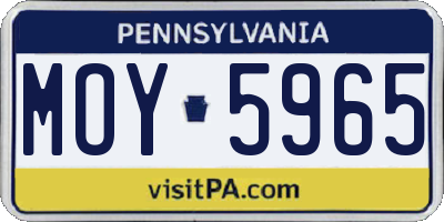PA license plate MOY5965