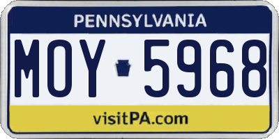 PA license plate MOY5968