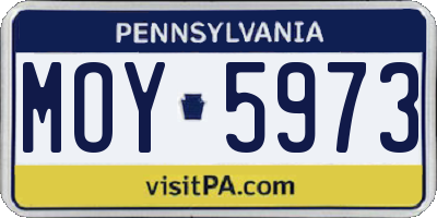 PA license plate MOY5973