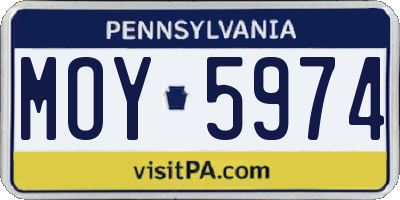 PA license plate MOY5974