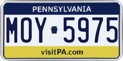 PA license plate MOY5975