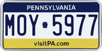 PA license plate MOY5977