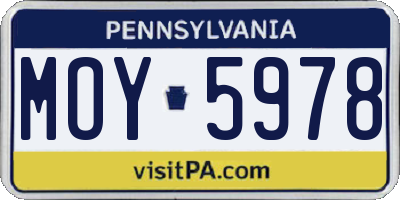 PA license plate MOY5978