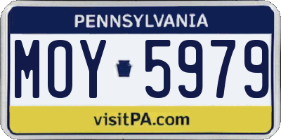 PA license plate MOY5979