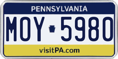 PA license plate MOY5980