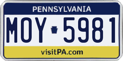 PA license plate MOY5981