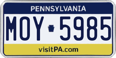 PA license plate MOY5985