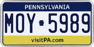 PA license plate MOY5989