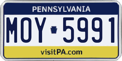 PA license plate MOY5991