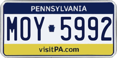 PA license plate MOY5992