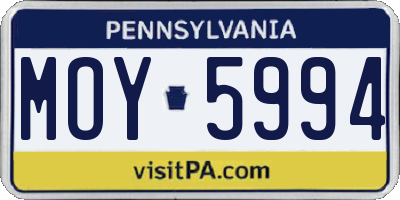 PA license plate MOY5994