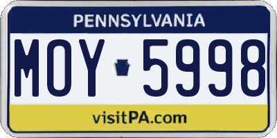 PA license plate MOY5998