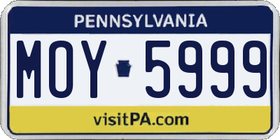 PA license plate MOY5999
