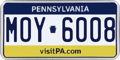 PA license plate MOY6008