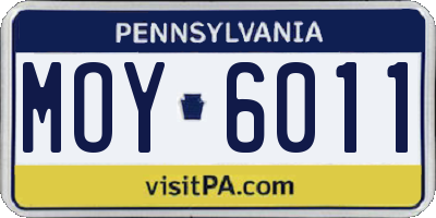 PA license plate MOY6011