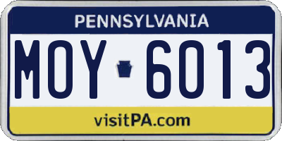 PA license plate MOY6013