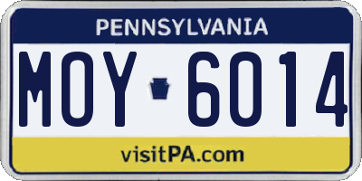 PA license plate MOY6014