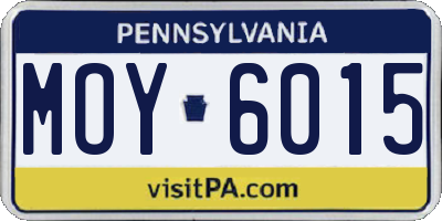 PA license plate MOY6015