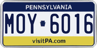 PA license plate MOY6016