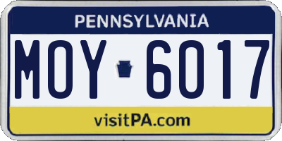 PA license plate MOY6017