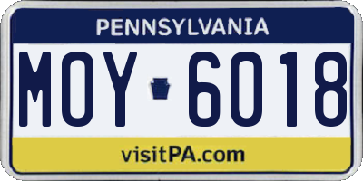 PA license plate MOY6018