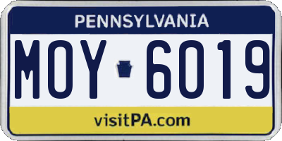 PA license plate MOY6019
