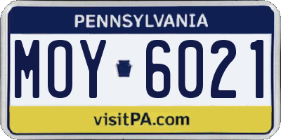PA license plate MOY6021
