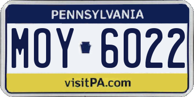 PA license plate MOY6022
