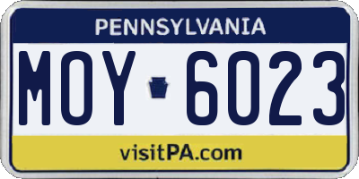 PA license plate MOY6023