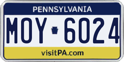 PA license plate MOY6024