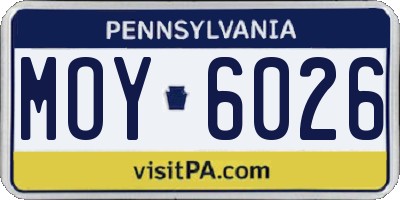 PA license plate MOY6026