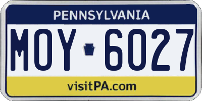 PA license plate MOY6027