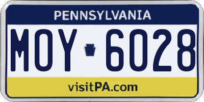 PA license plate MOY6028