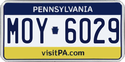 PA license plate MOY6029