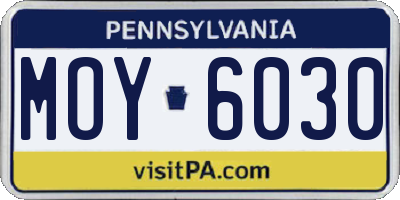 PA license plate MOY6030
