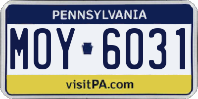 PA license plate MOY6031