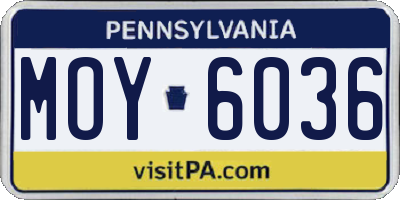 PA license plate MOY6036