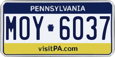 PA license plate MOY6037