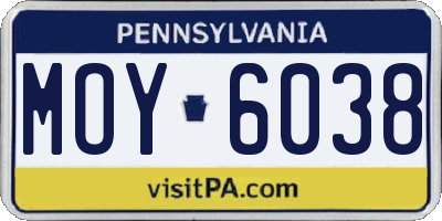 PA license plate MOY6038