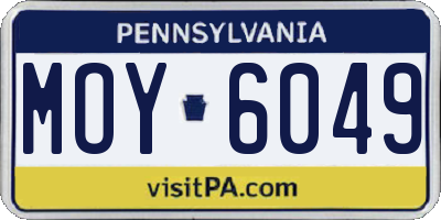 PA license plate MOY6049