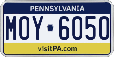 PA license plate MOY6050