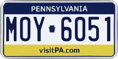 PA license plate MOY6051
