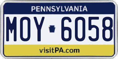 PA license plate MOY6058