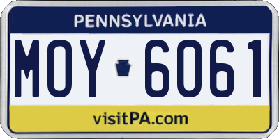 PA license plate MOY6061