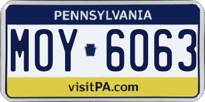 PA license plate MOY6063
