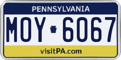 PA license plate MOY6067