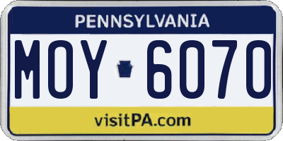 PA license plate MOY6070