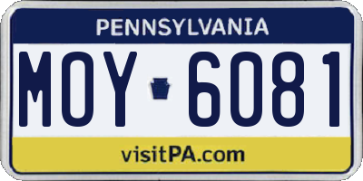 PA license plate MOY6081