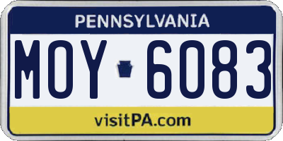 PA license plate MOY6083