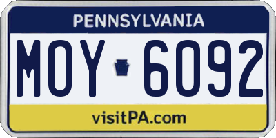 PA license plate MOY6092